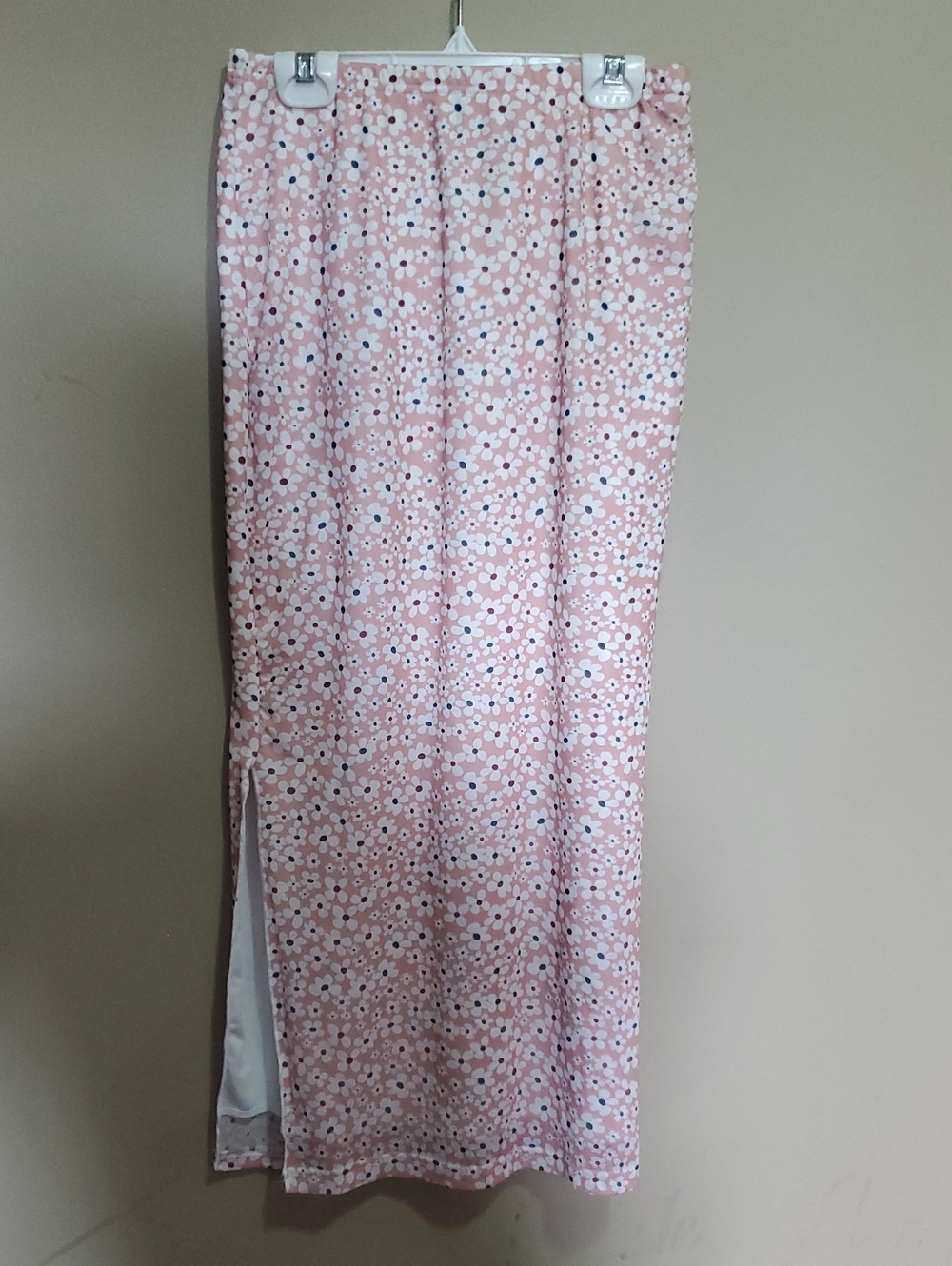Shein Floral Pink Maxi Skirt with Side Slit Size Small (4)